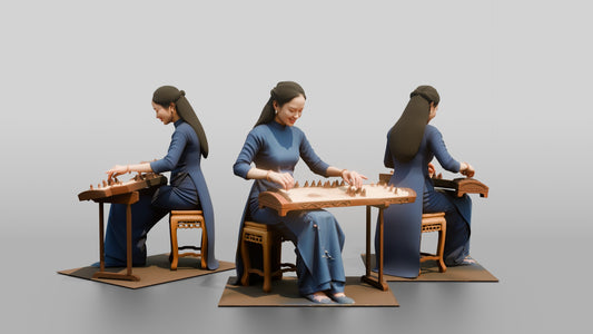 Zither Player Plucking Dan Tranh