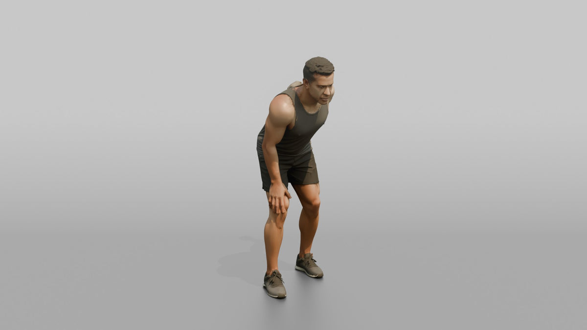 Weightlifter Man Performing A Tricep Kickback With A Dumbbell - 3D character model, view 2