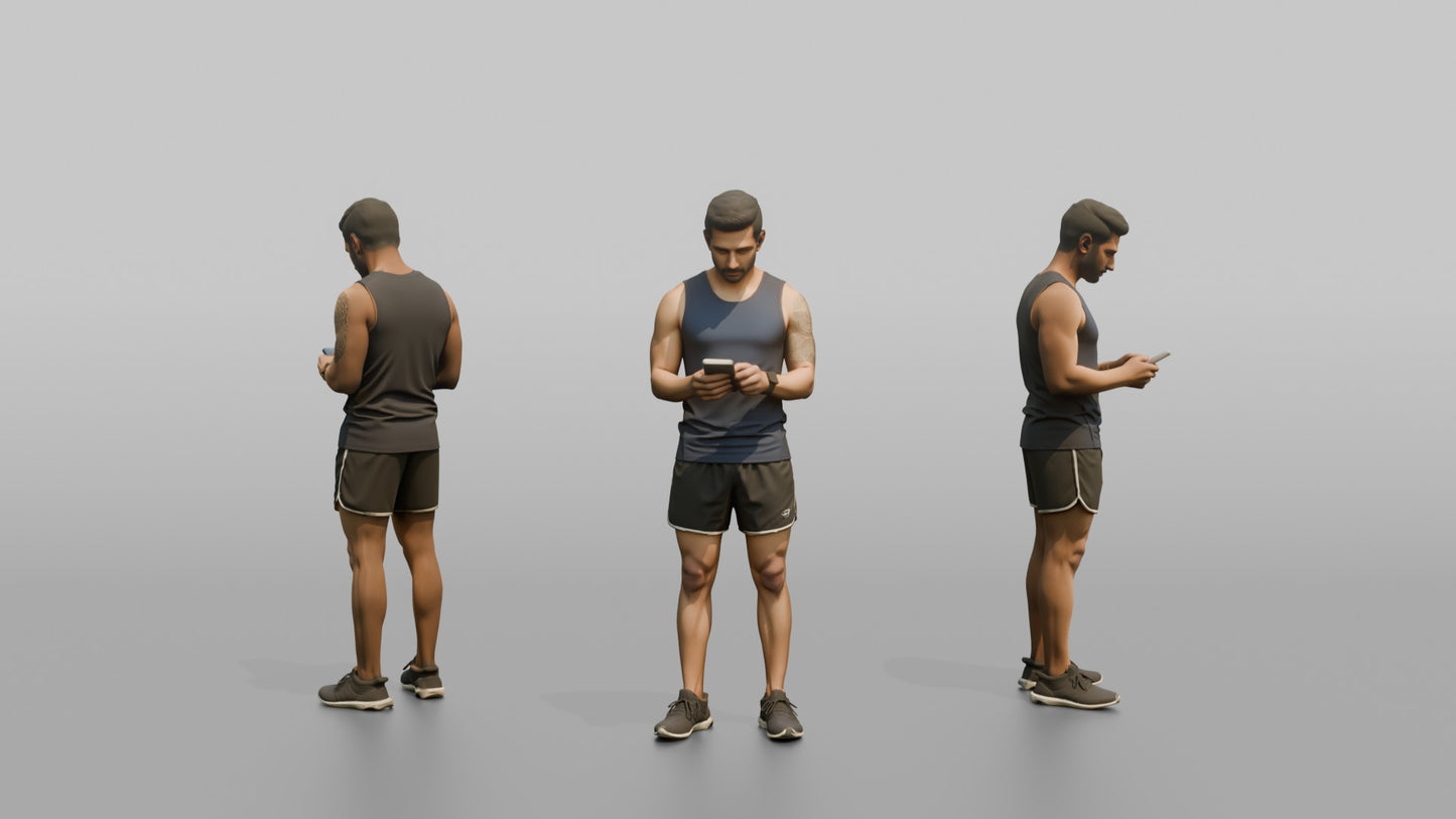 Vacationer Wearing Fitted Sleeveless Top And Shorts