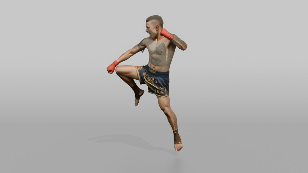 Muay Thai Fighter Flying Knee Strike