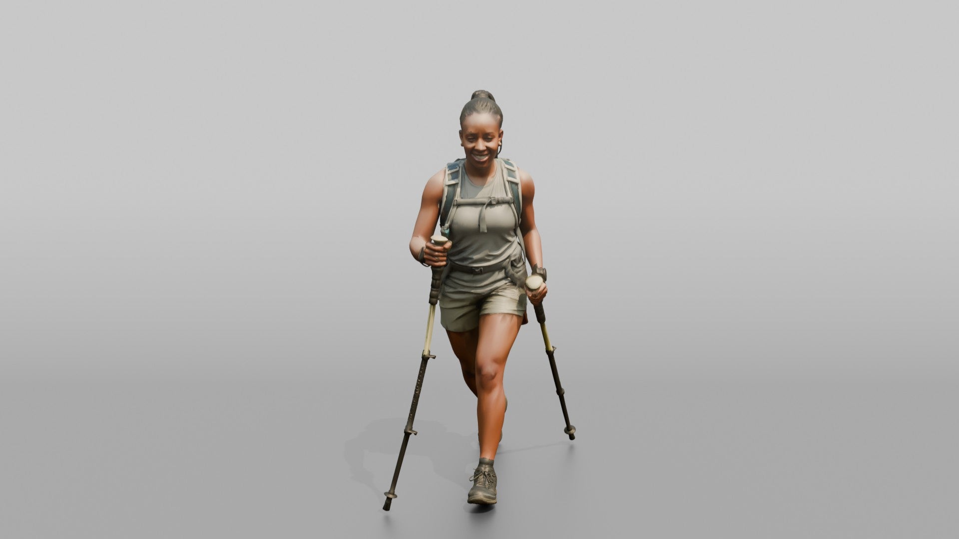 Hiker Walking with Double Trekking Poles