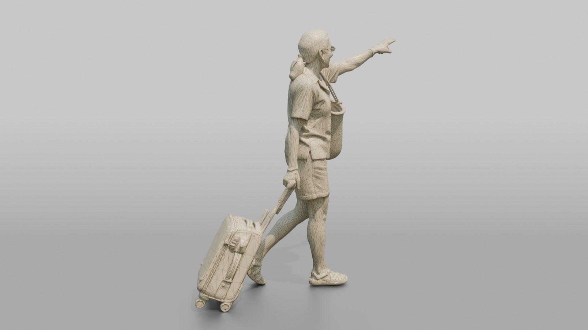 Traveler Pointing Toward The Gate