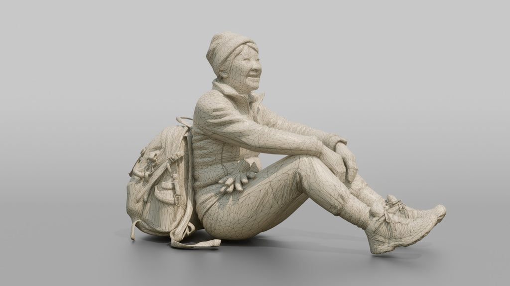 Hiker Sitting with Legs Stretched Out
