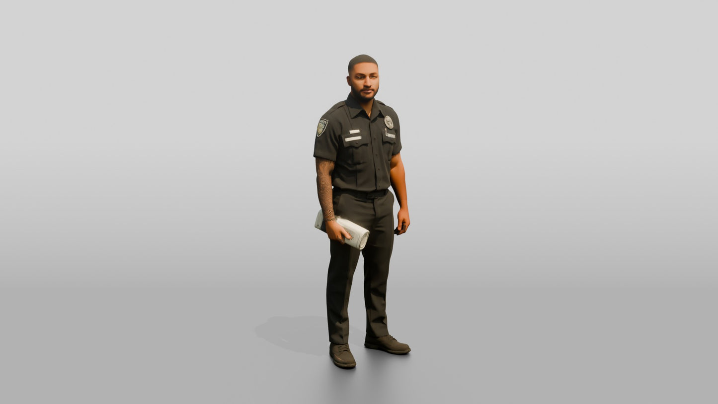 Police Officer with Paperwork Under His Arm