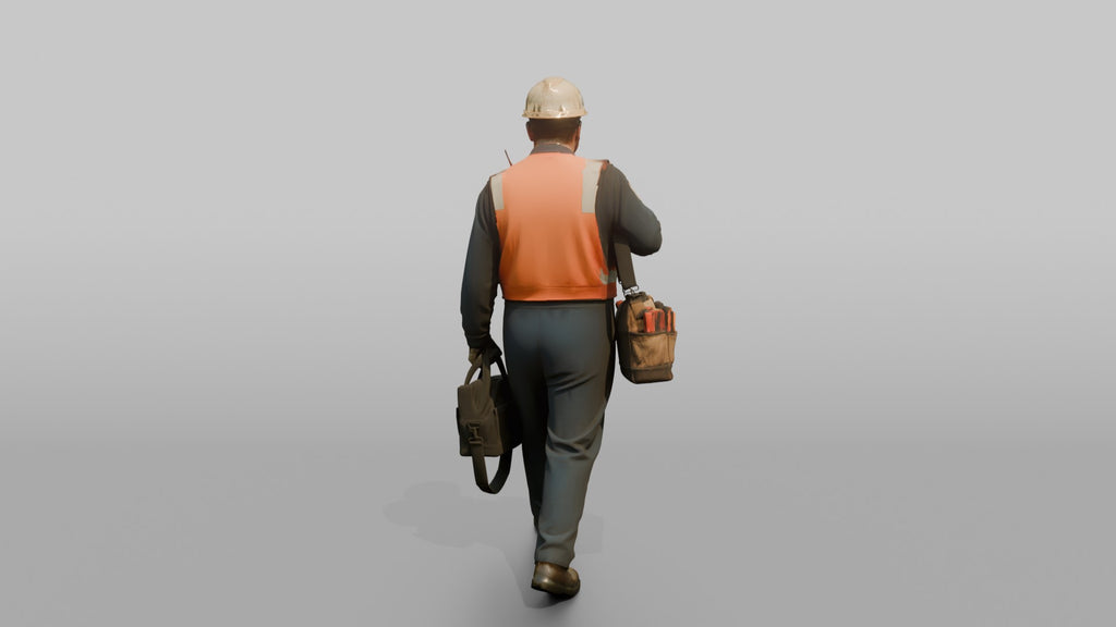 Engineer Carrying a Tool Bag Through the Engine Room