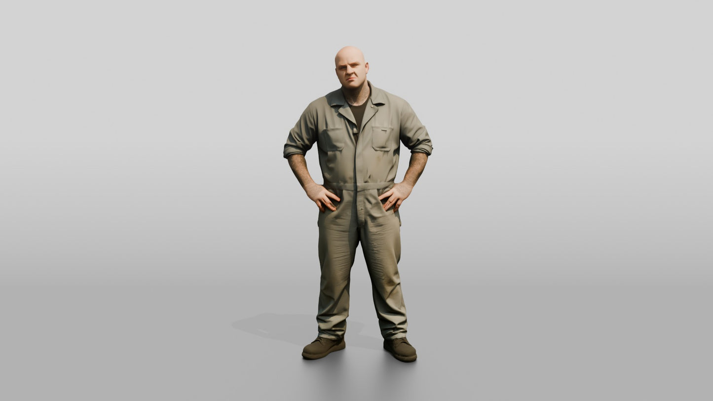 Heavy-set White Male Prisoner Resting His Hands on His Hips