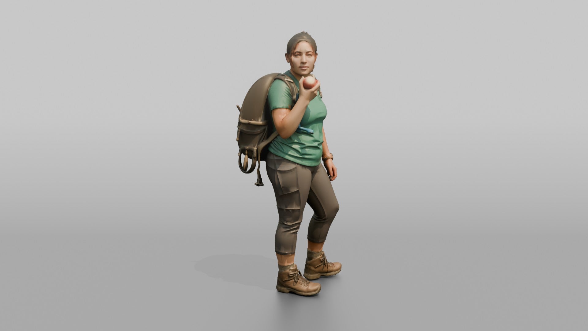 Hiker Eating an Apple on the Trail