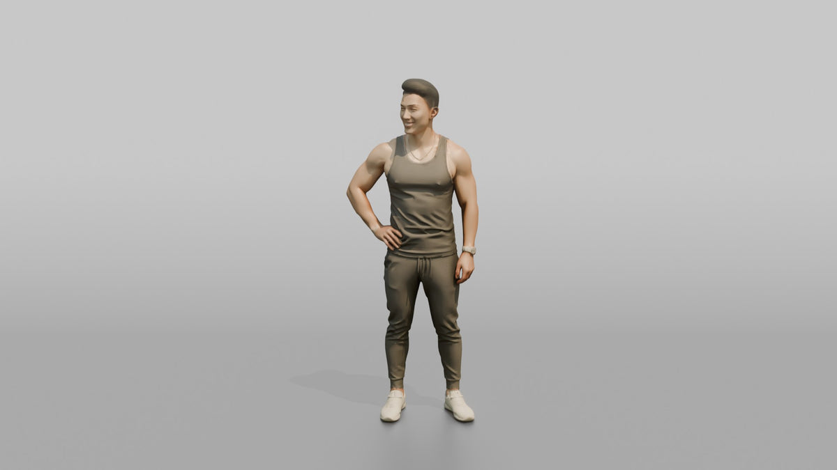 Fitness Influencer Man Standing With One Hand On Hip - 3D character model, view 4