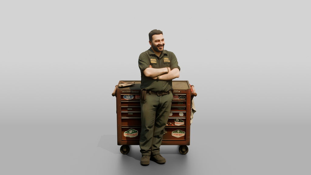 Mechanic Leaning on a Tool Chest