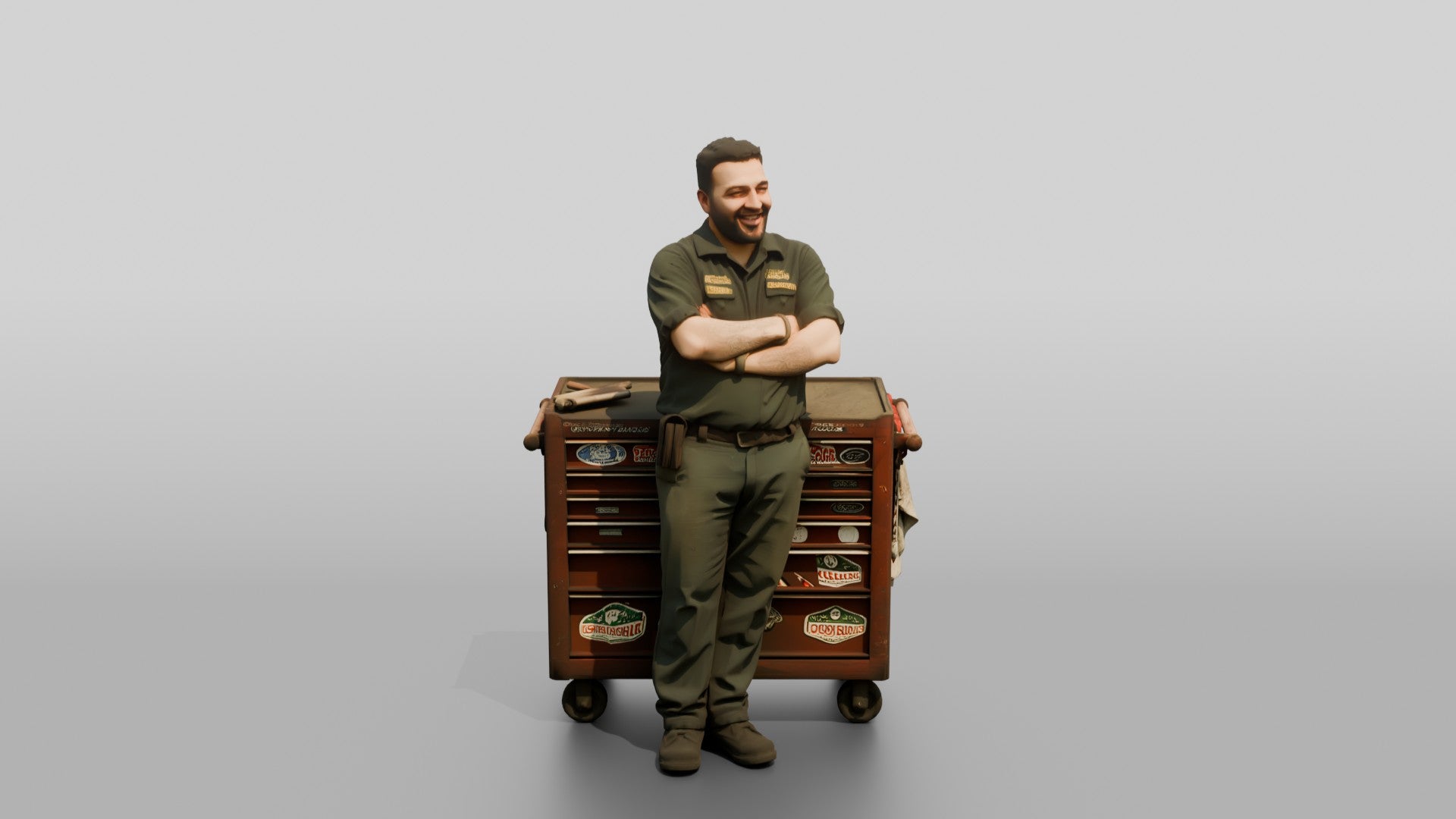Mechanic Leaning on a Tool Chest