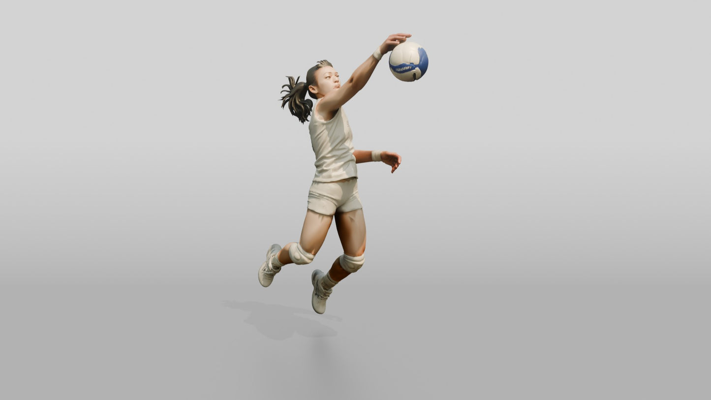 Southeast Asian Female Volleyball Player in All-white Uniform