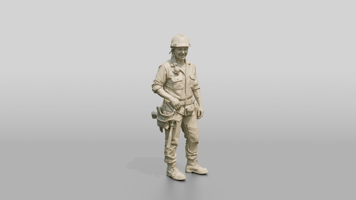 Construction Worker Woman 98 - wireframe topology preview