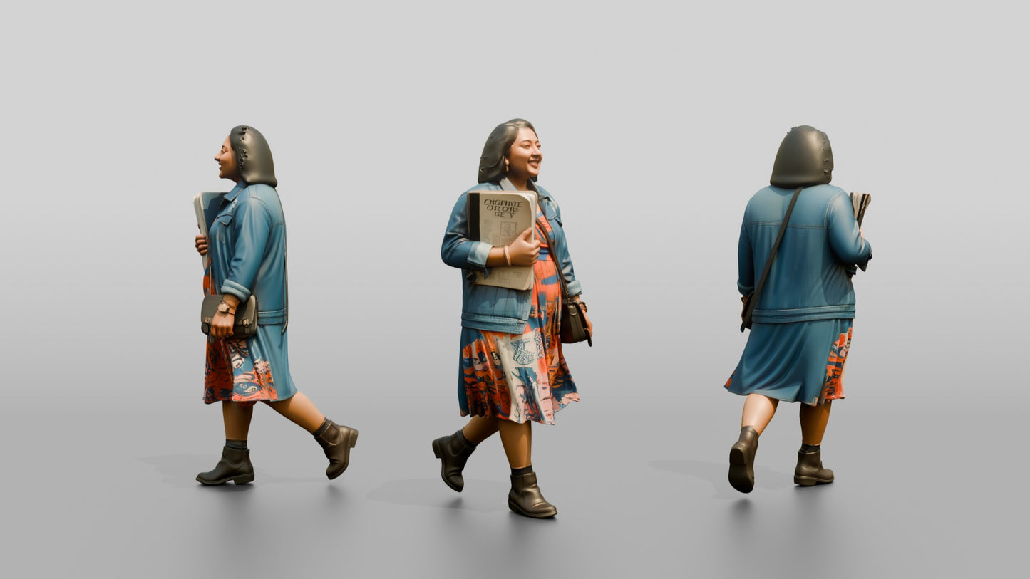 Woman Walking with a Book