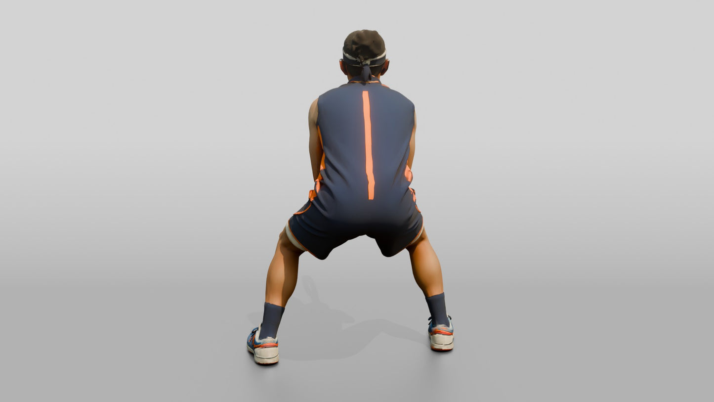Male Tennis Player Awaiting a Heavy Serve
