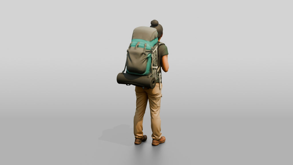 Young Woman Hiker with Large Teal Trekking Backpack Smiling
