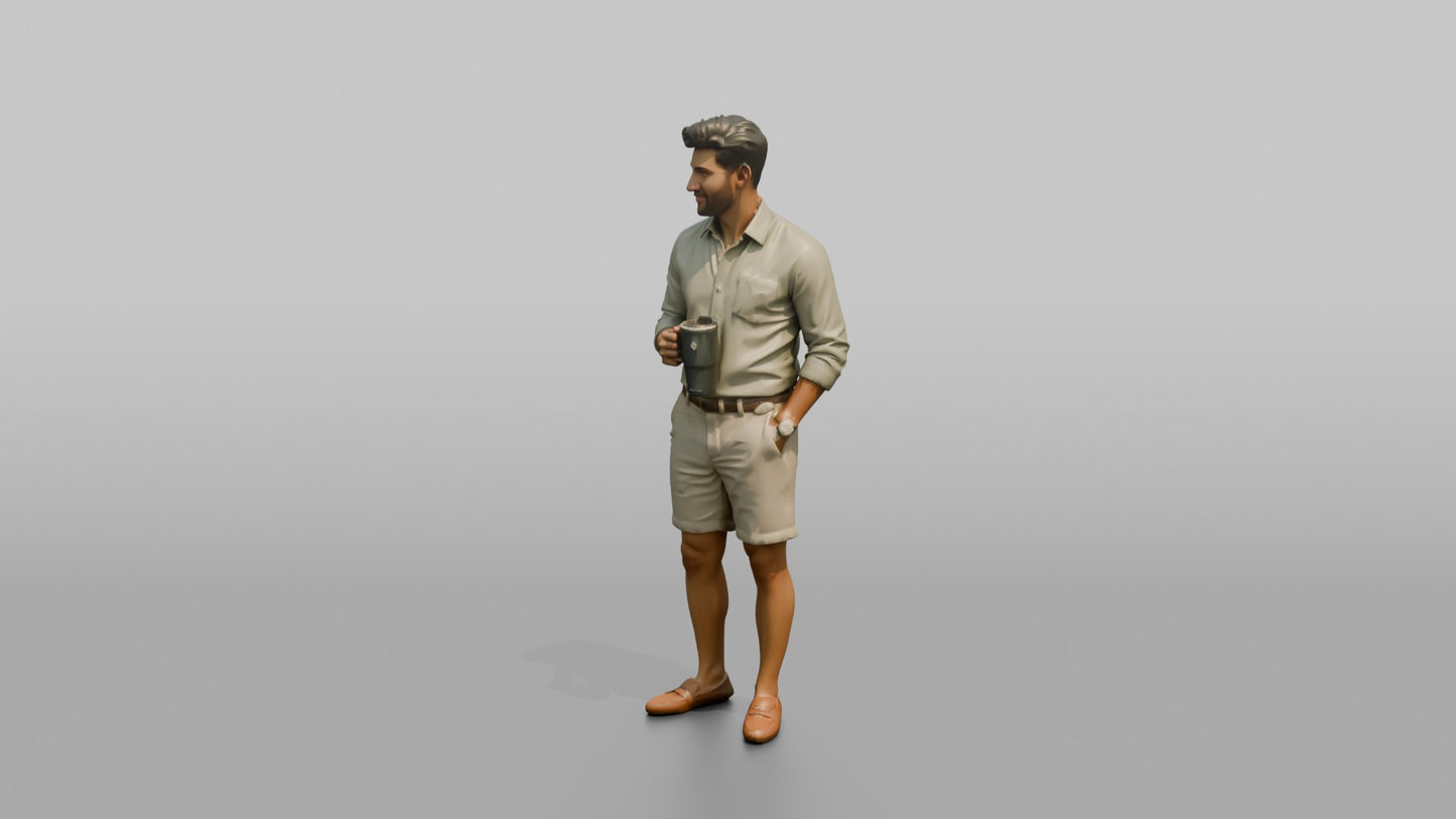 Vacationer Wearing Fitted Linen Shirt