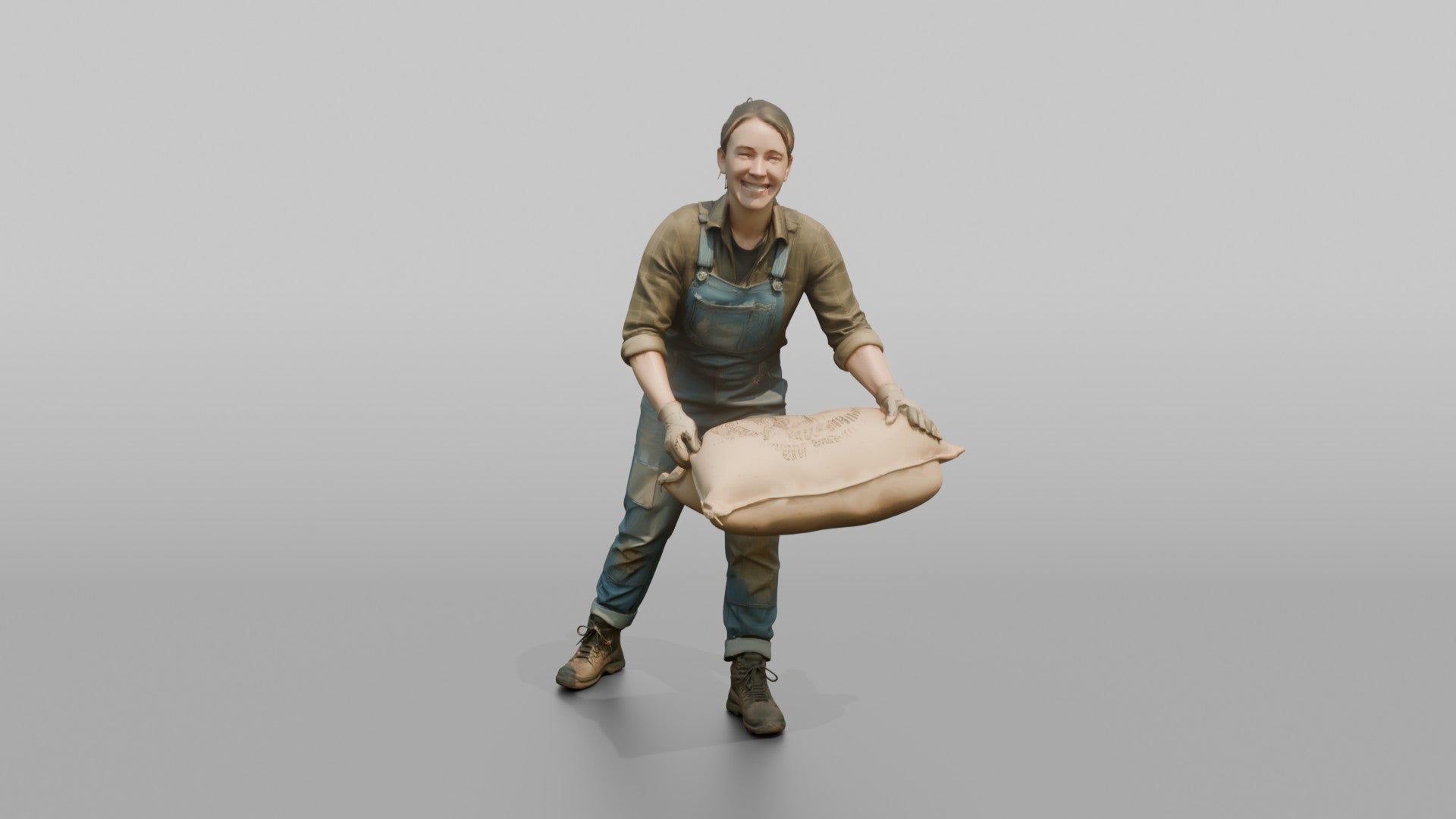 Farmer Loading Burlap Sacks Of Potatoes Onto Wooden