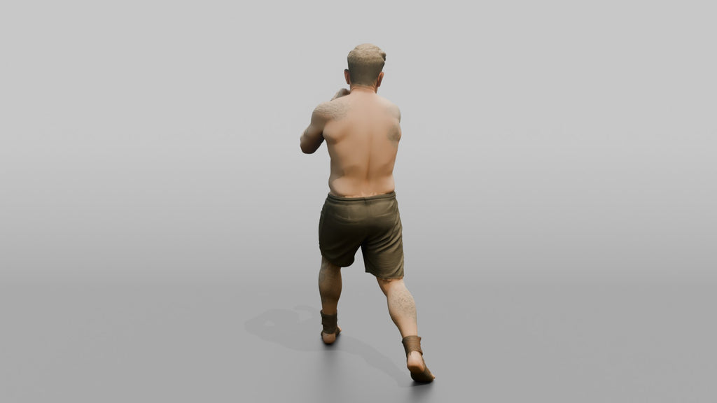 Bare-Knuckle Fighter Winding Up a Right Cross