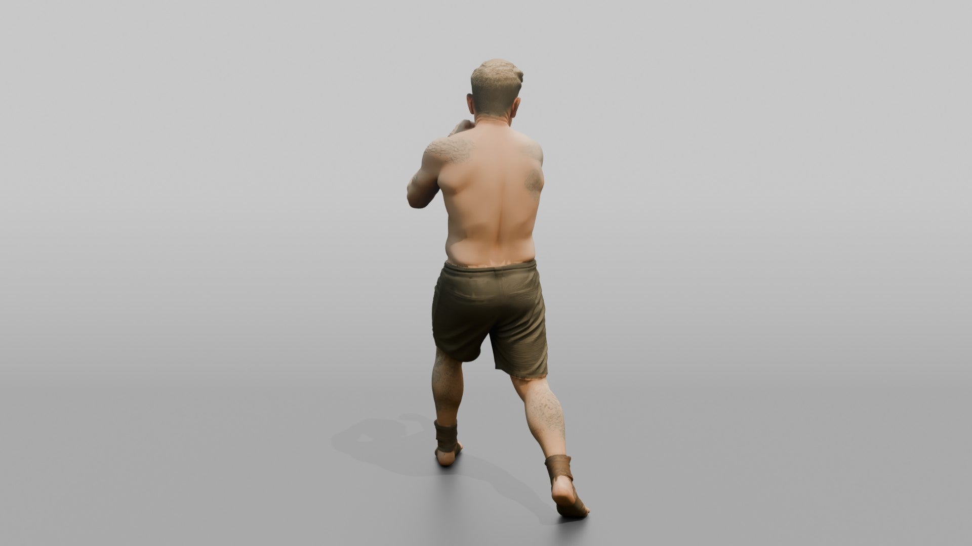 Bare-Knuckle Fighter Winding Up a Right Cross