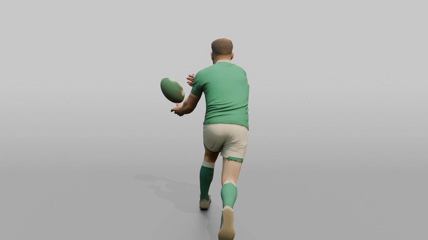 Irish Fly-Half Delivering a Rapid Spin Pass