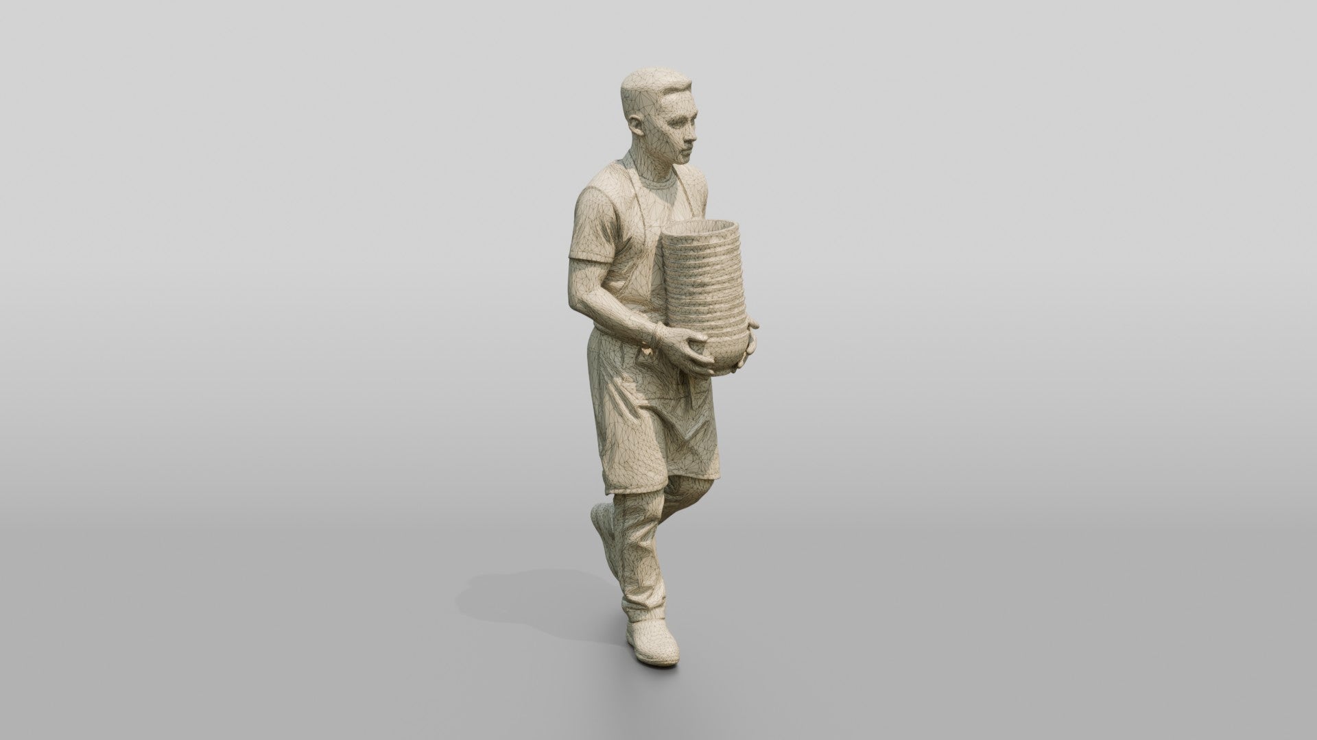 Kitchen Porter Carrying Ceramic Bowls