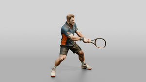 Male Tennis Player Unleashing a Powerful Forehand - 3D character model, view 1