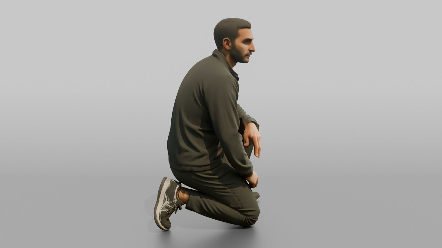 Protester Man Kneeling in Solidarity