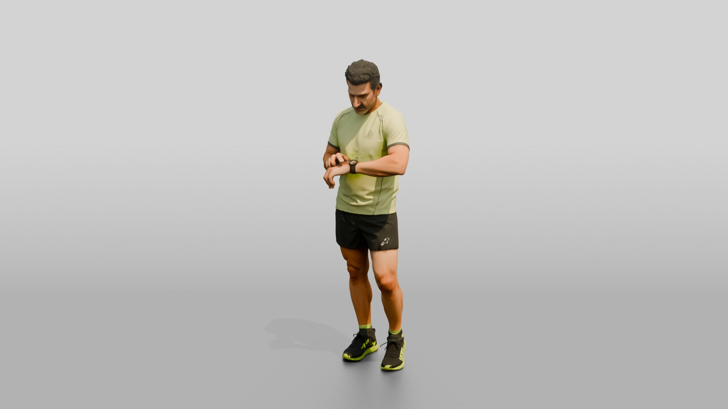 Middle-Aged Athletic Greek Man Checking His Fitness Tracker