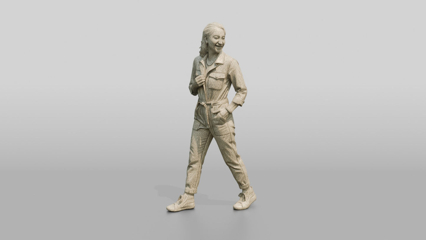 Woman Standing in an Olive Jumpsuit