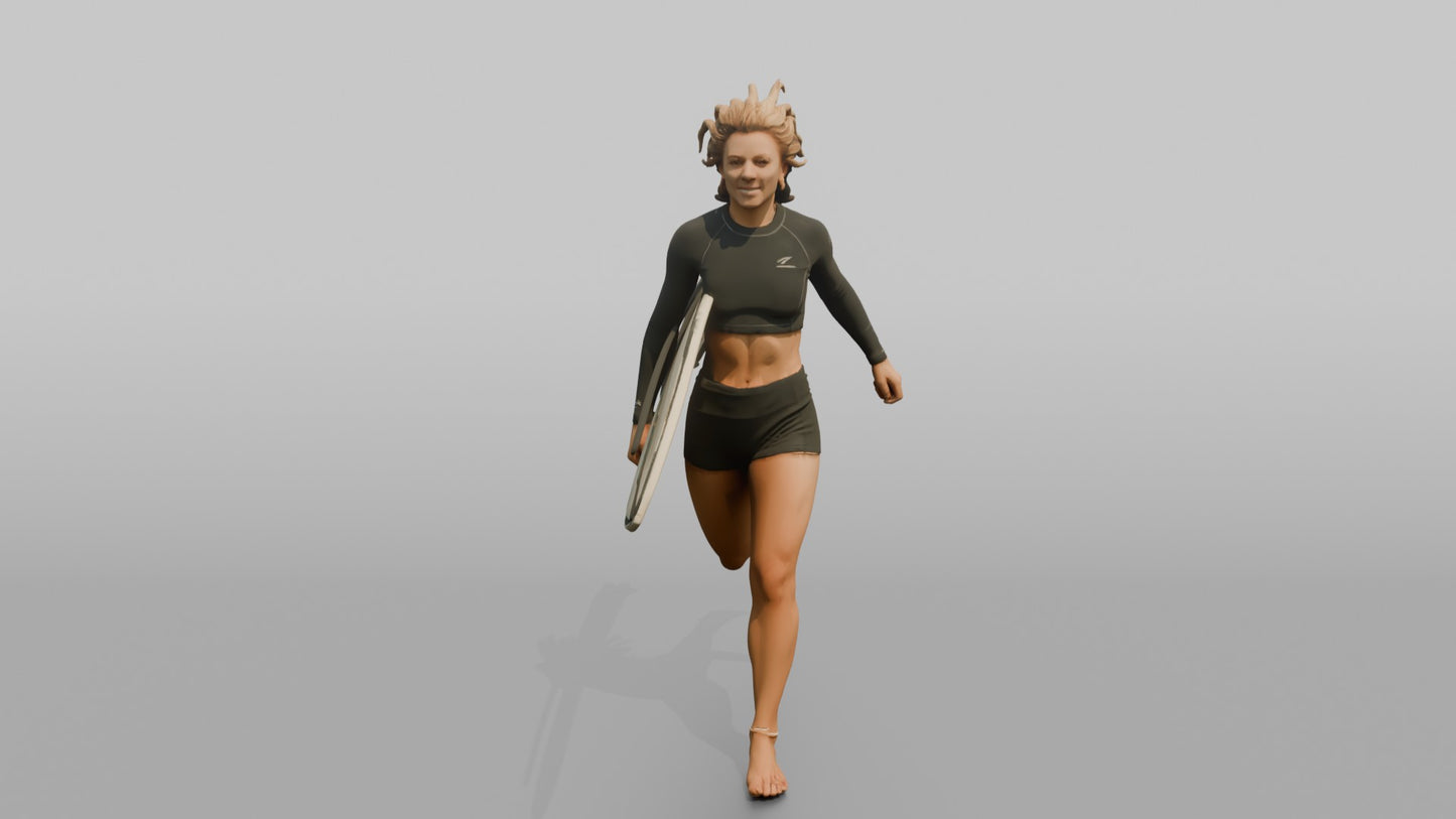 Surfer Running in a Crop Surf Top
