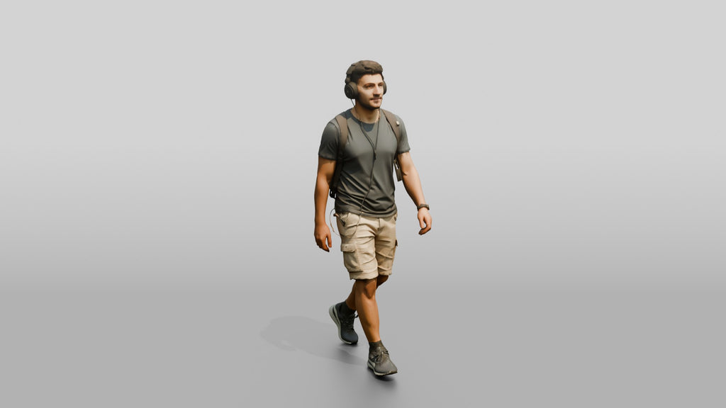 Young Turkish Man Walking with Headphones