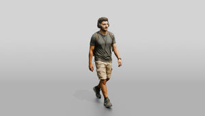 Young Turkish Man Walking with Headphones - 3D character model, view 1