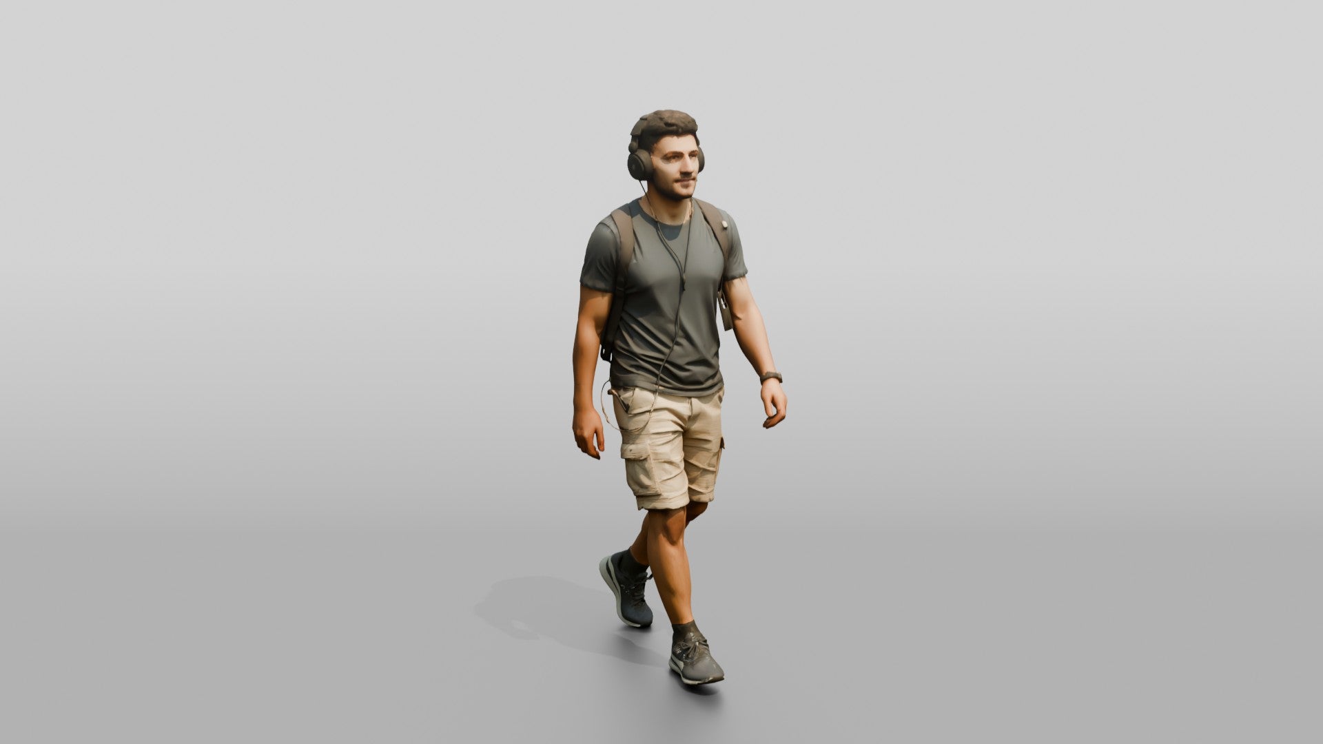 Young Turkish Man Walking with Headphones