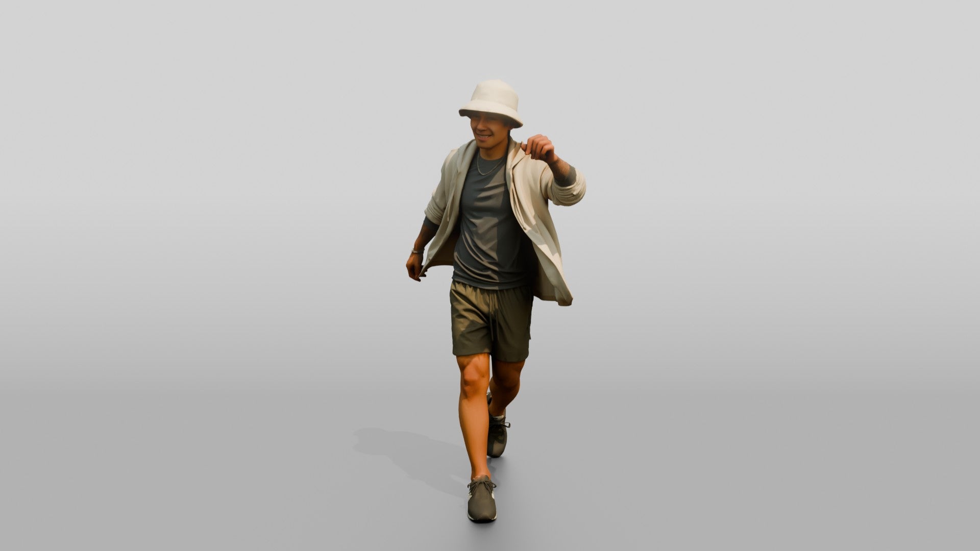 Man Shaking Out Open Linen Hoodie