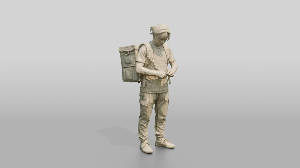 Food Delivery Man with Backpack