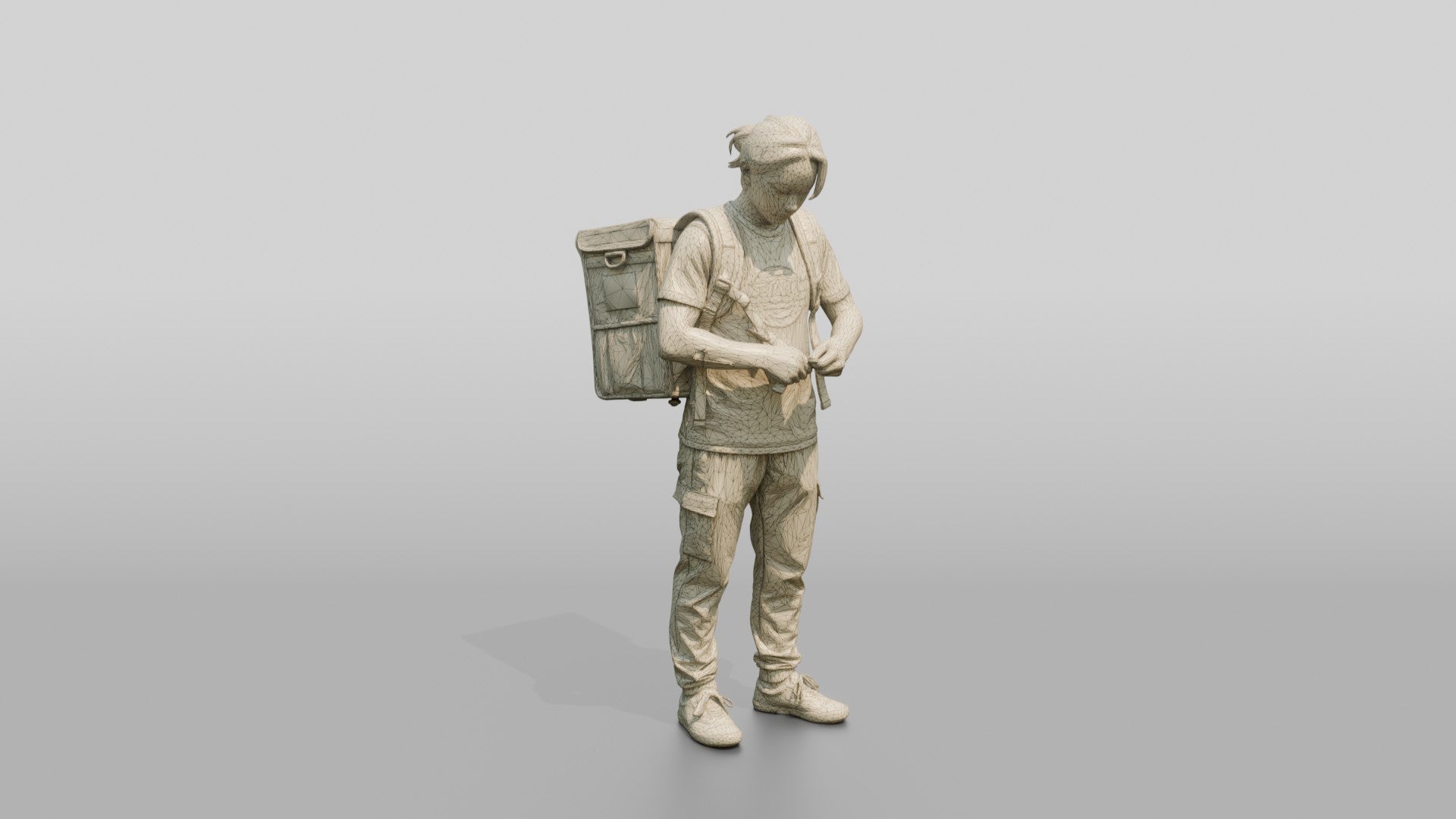 Food Delivery Man with Backpack