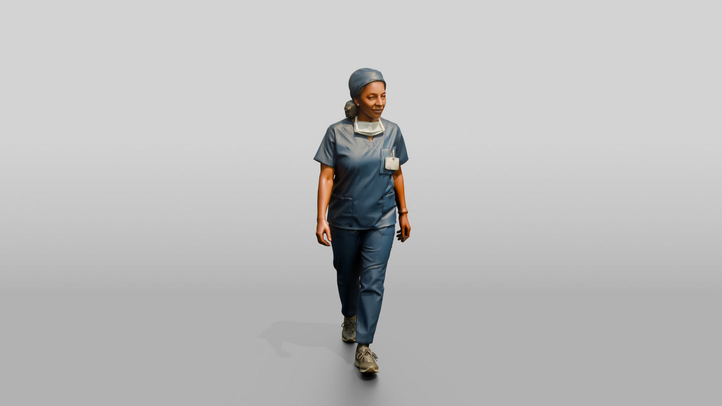 Older Black Woman Doctor Walking