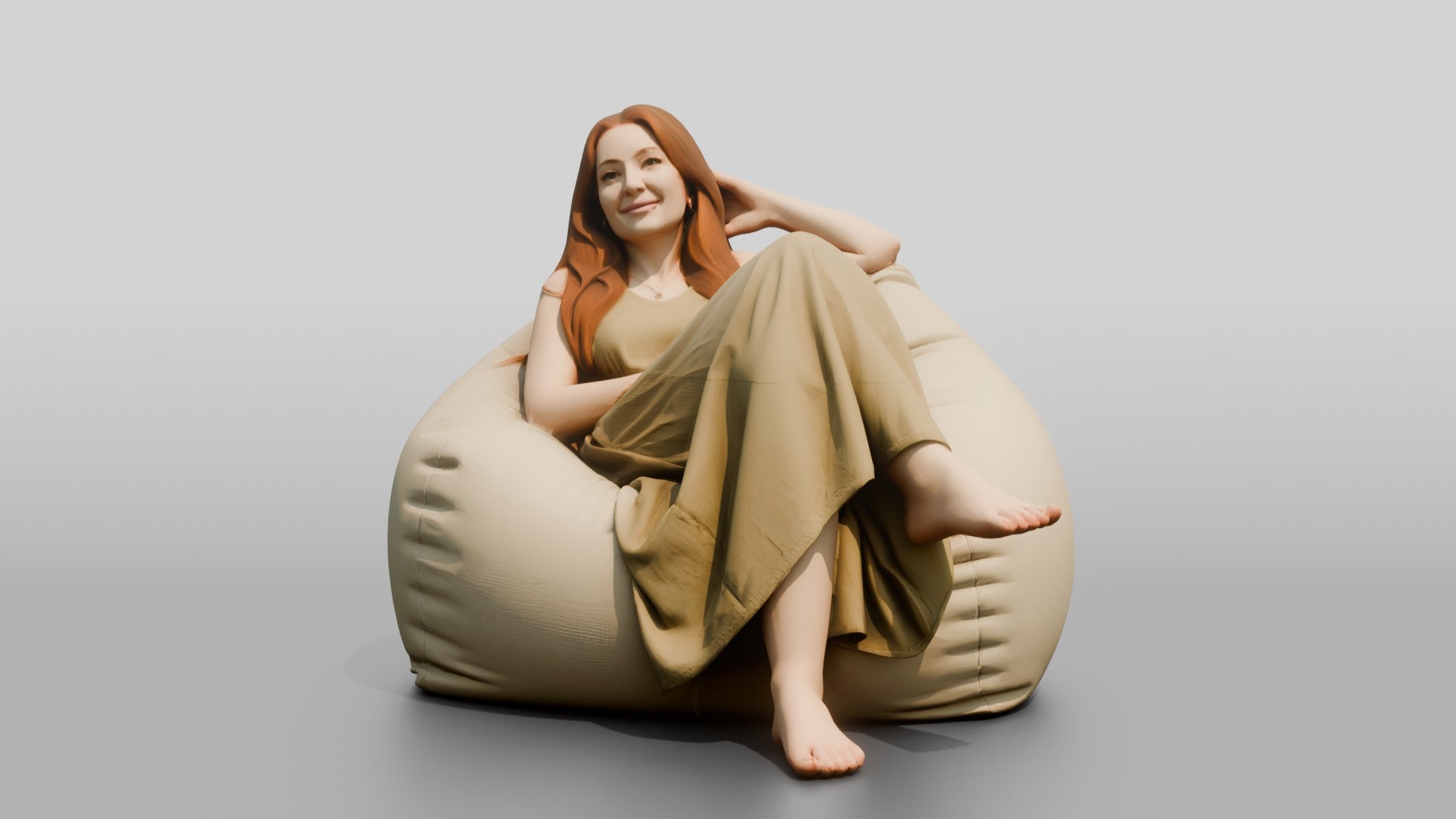 Woman Lounging on a Bean Bag