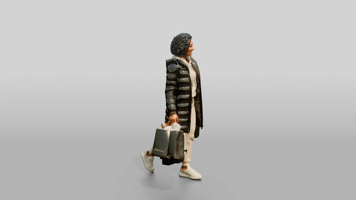 African-American Woman in Winter Puffer Coat