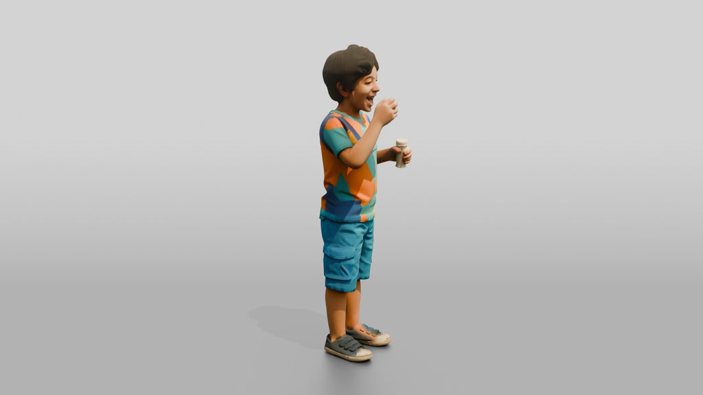 Young Syrian Boy Blowing Bubbles in the Park
