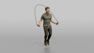 Cardio Athlete Man Mid-jump With A Jump Rope - 3D character model