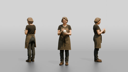 Woman Barista Writing Order on Cup - 3D character model