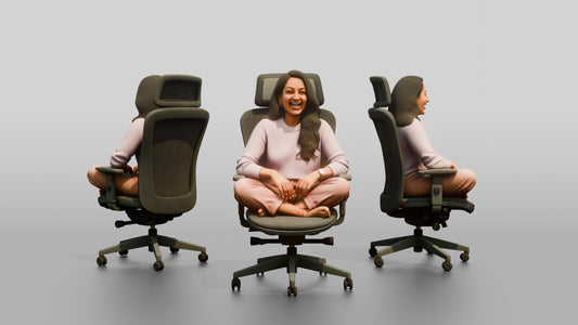 Woman Sitting Cross-Legged in an Office Chair