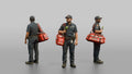 Firefighter Man Carrying a Bright Red Medical Emergency Trauma Bag