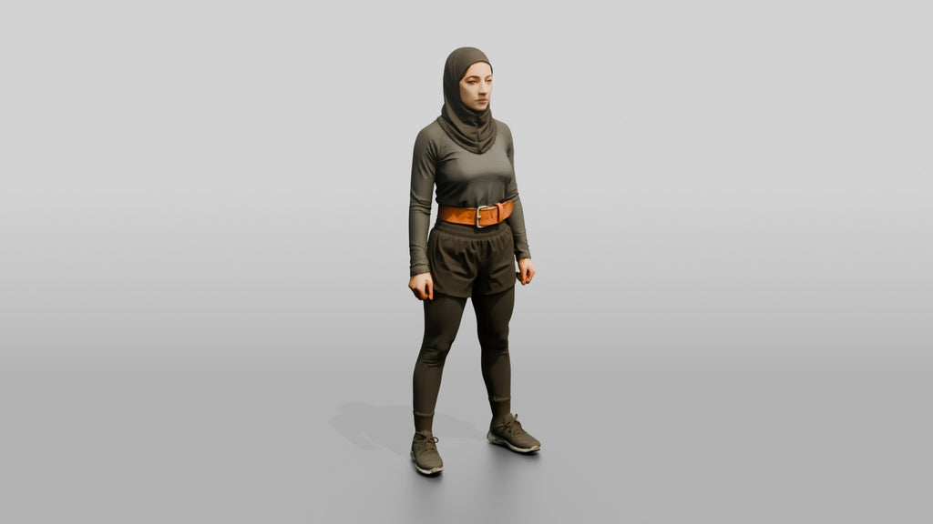 Woman in Sports Hijab and Belt