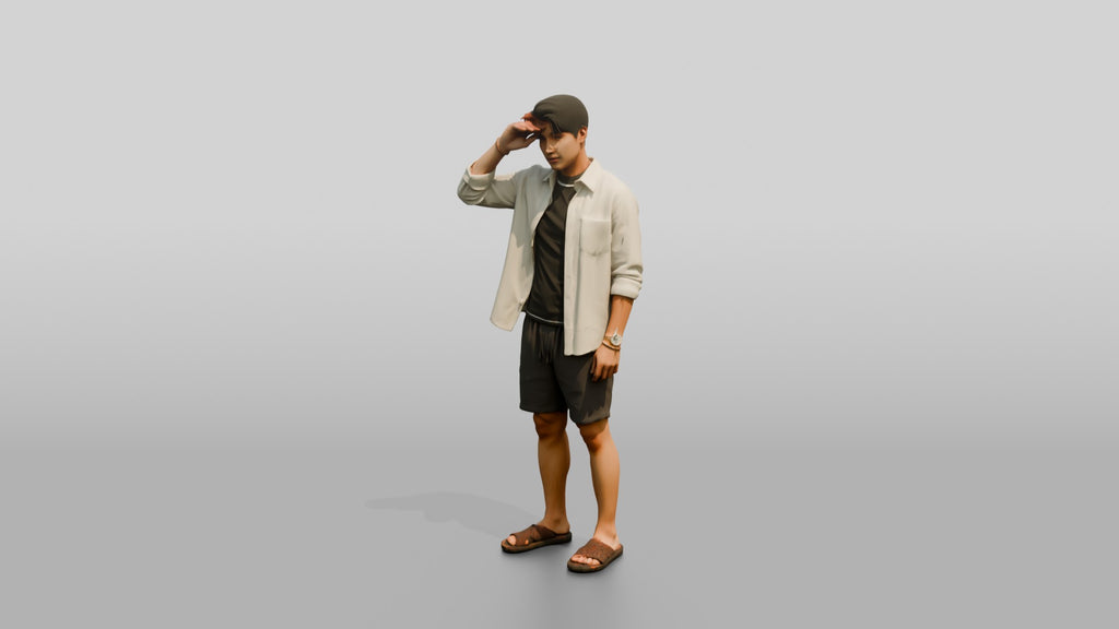 Man Shading Eyes From the Sun