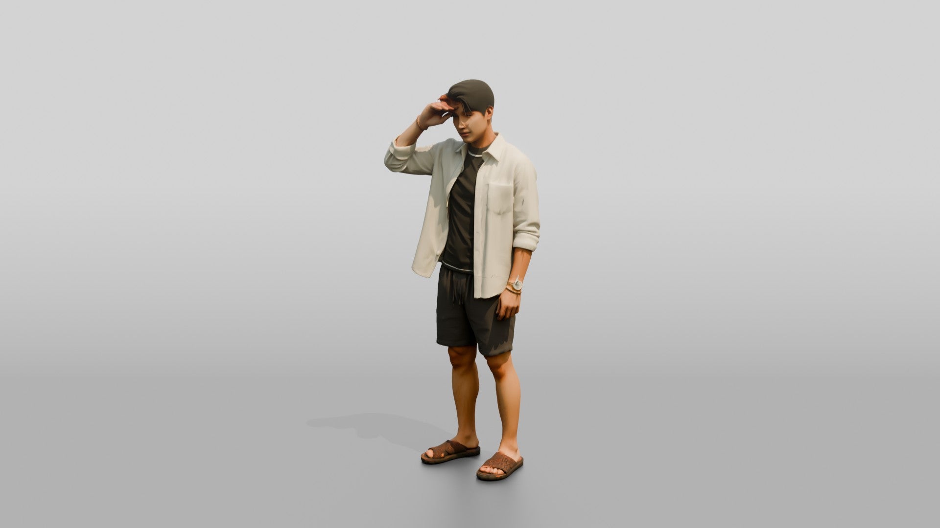 Man Shading Eyes From the Sun