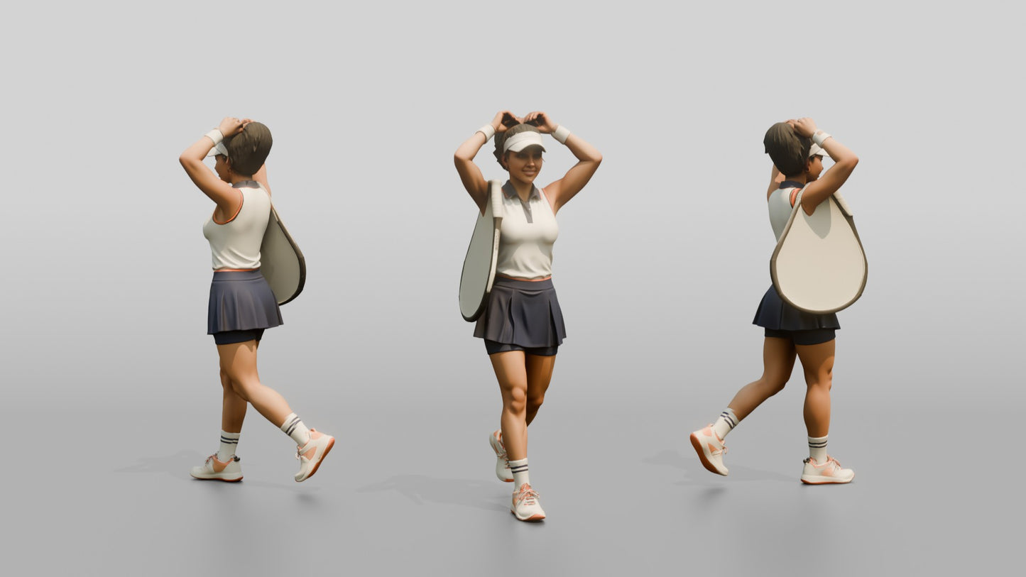 Female Tennis Player Fixing Her Ponytail
