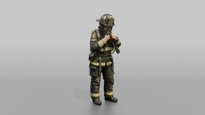 Firefighter Woman Adjusting Her Face Mask Regulator - 3D character model, view 1