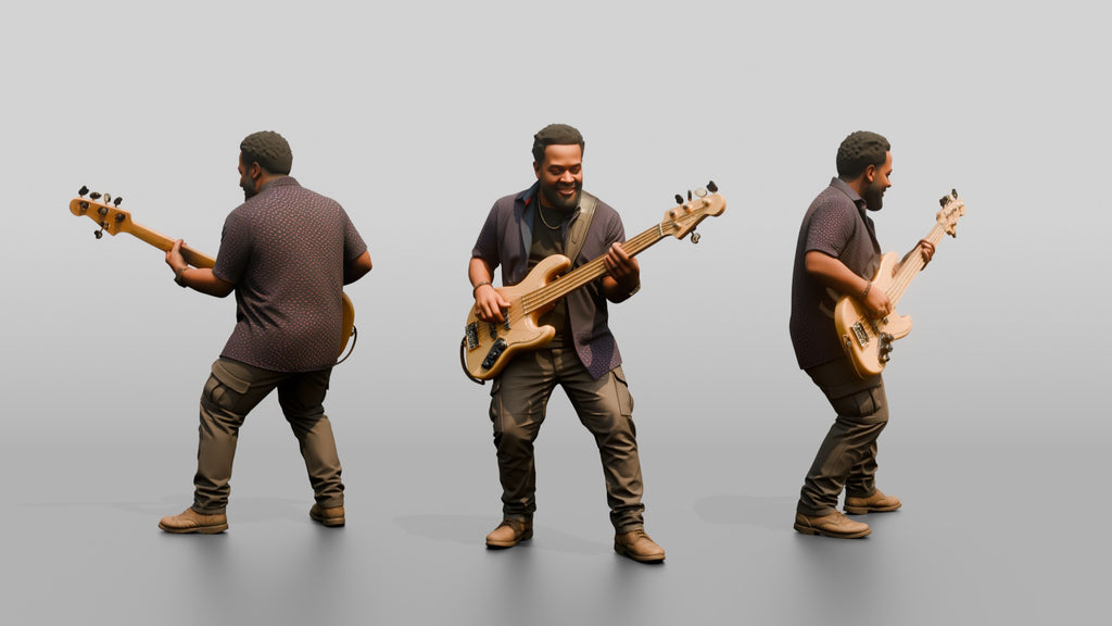 Funk Bassist Slapping Electric Bass